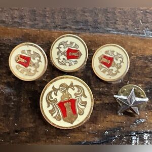 Vintage Assorted Lot of Buttons Pins Knight Crest Military Star